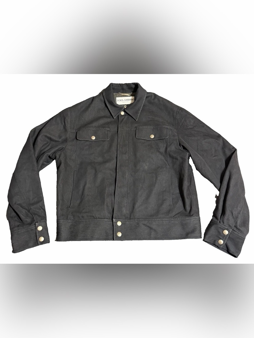 Vtg Dolce & Gabbana Black Cotton Jacket IT 54 Mens Fleece Lined Full Zip Bomber
